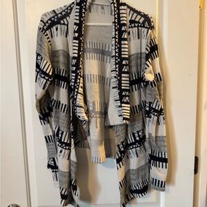 Patterned Open-Front Cardigan Sweater